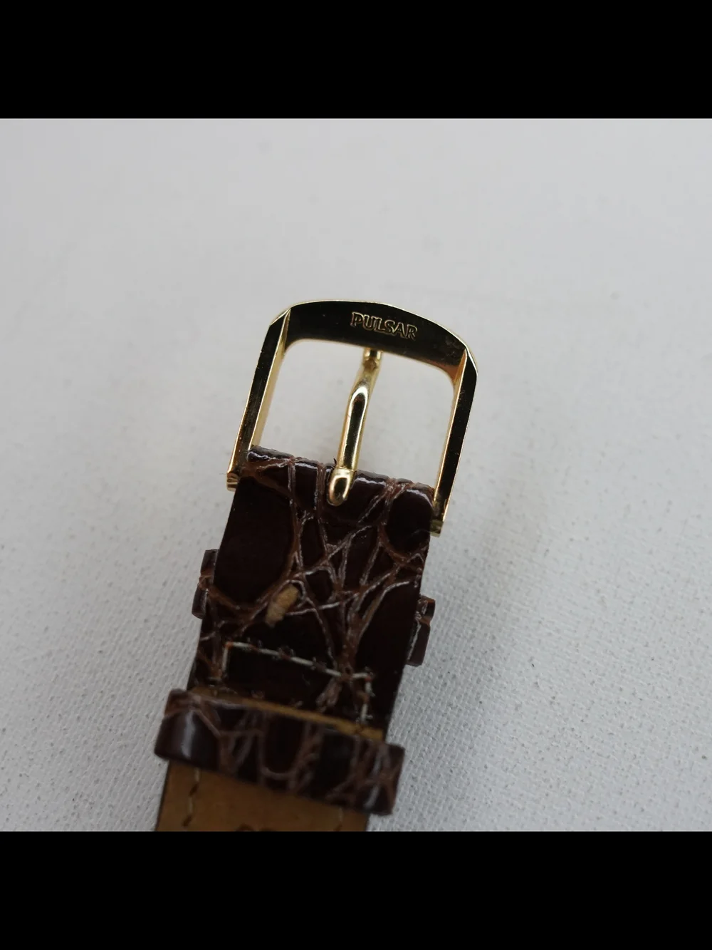 Original Seiko CALF-Z18 18mm Brown Crocodile-Embossed Leather Strap Gold Buckle
